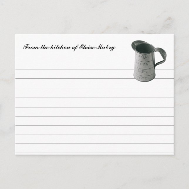 Vintage Measuring Cup Personalized Recipe Cards (Front)