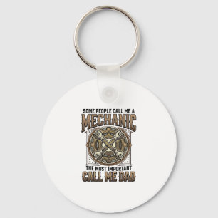 Vintage Mechanic Dad Gear Wrench Father Design_1 Keychain