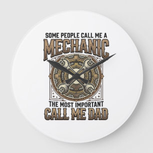 Vintage Mechanic Dad Gear Wrench Father Design_1 Large Clock