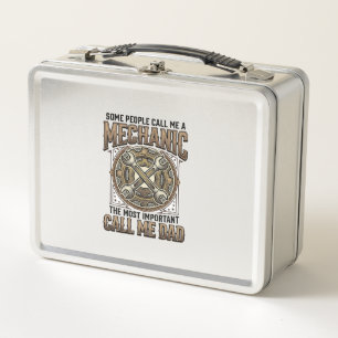 Vintage Mechanic Dad Gear Wrench Father Design_1 Metal Lunch Box