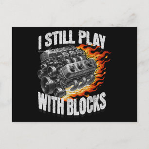 Vintage Mechanic Garage Car Engine I Still Play Wi Holiday Postcard