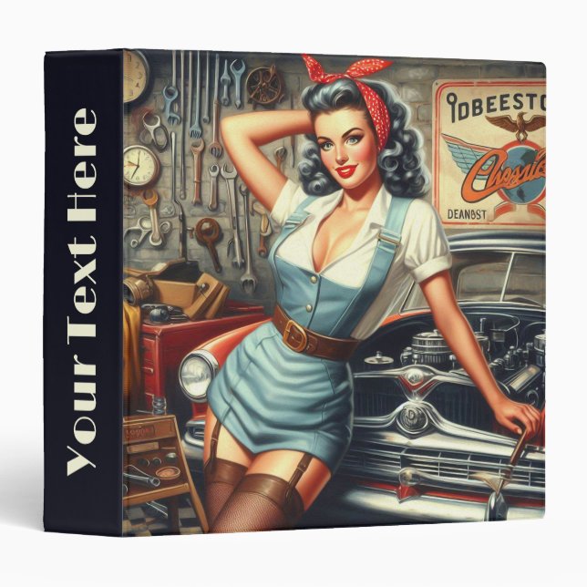 Vintage Mechanic Pin Up Binder (Front/Spine)