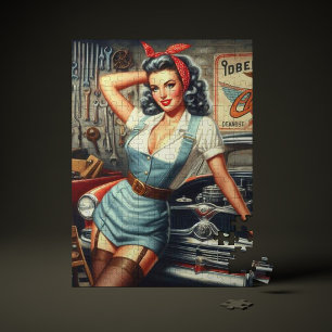 Vintage Mechanic Pin Up Jigsaw Puzzle