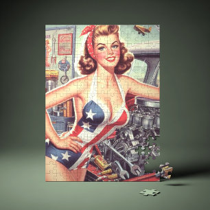 Vintage Mechanic Pin-up Jigsaw Puzzle