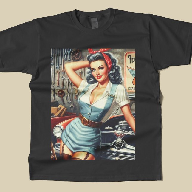 Vintage Mechanic Pin Up T-Shirt (Creator Uploaded)