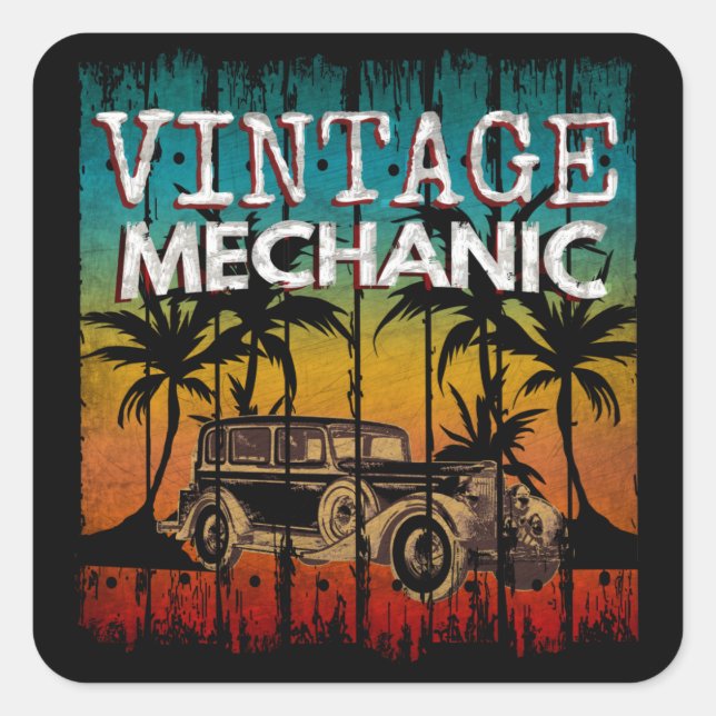 VINTAGE MECHANIC SQUARE STICKER (Front)
