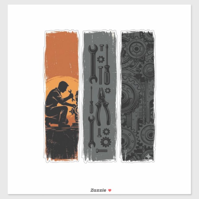 Vintage Mechanic Tools Gear Triptych Shirt Design_ (Sheet)