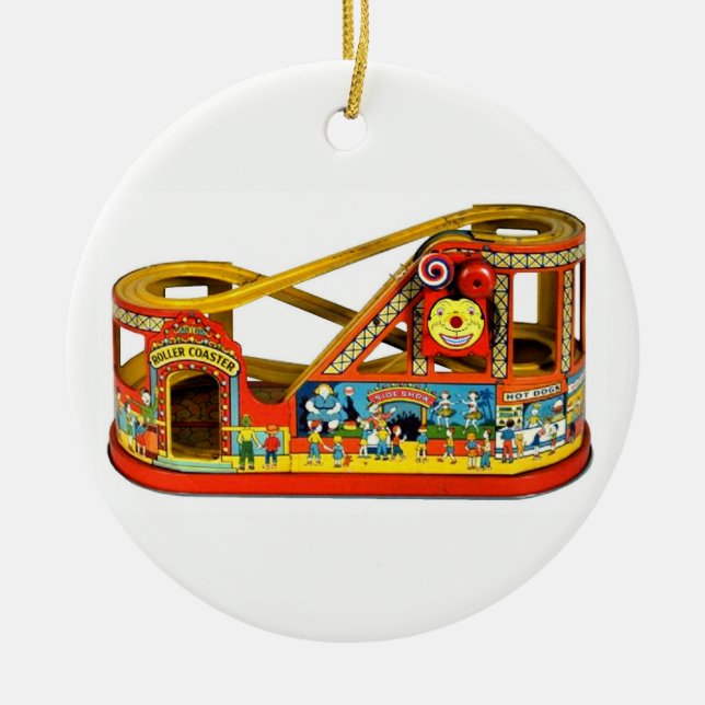 Vintage Mechanical Toy Ceramic Ornament (Front)