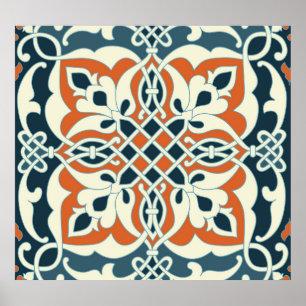 Vintage Medallion: Colourful Seamless Pattern Poster