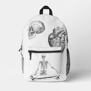 Vintage medical anatomy drawings sketch doctor printed backpack