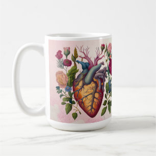 Vintage medical anatomy heart flower doctor coffee mug
