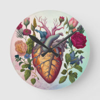 Vintage medical anatomy heart flower doctor