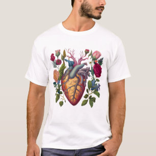 Vintage medical anatomy heart flower doctor T-Shirt
