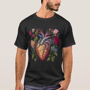 Vintage medical anatomy heart flower doctor T-Shirt