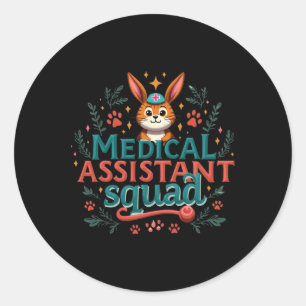 Vintage Medical Istant Squad Funny Ear Flower East Classic Round Sticker