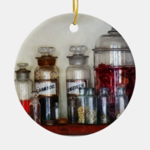 Vintage Medicine Bottles Ceramic Ornament