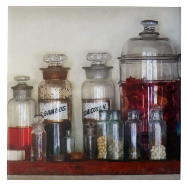 Vintage Medicine Bottles Tile (Front)