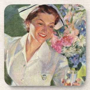 Vintage Medicine, Happy Nurse in Uniform Coaster