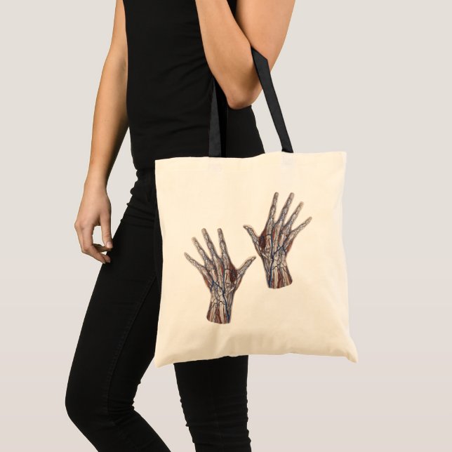 Vintage Medicine, Human Anatomy Hand Fingers Tote Bag (Front (Product))