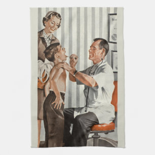 Vintage Medicine, Pediatrician Doctor with Patient Kitchen Towel