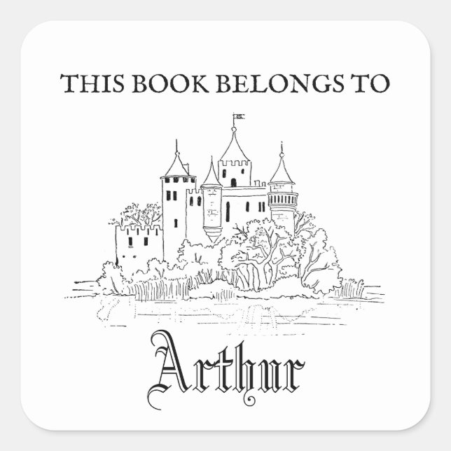 Vintage medieval castle Book Plate Sticker (Front)