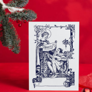 Vintage Medieval Christmas Carolers Art Nouveau Holiday Card