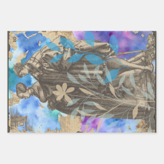 Vintage Medieval Couples Wrapping Paper Sheet Set