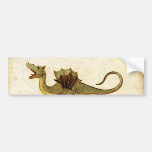 Vintage Medieval Dragon Design Bumper Sticker