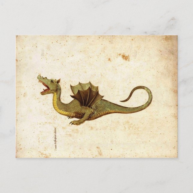 Vintage Medieval Dragon Design Postcard (Front)