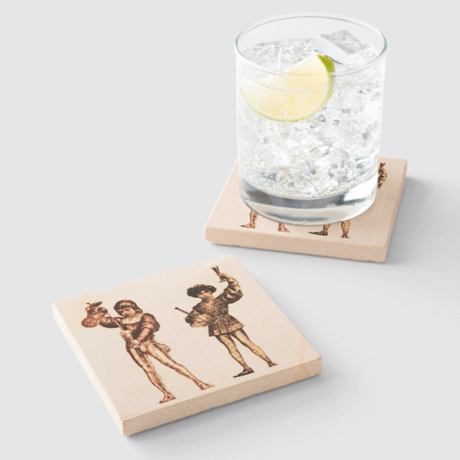 "Vintage Medieval Drink Servers" Stone Coaster (Side)