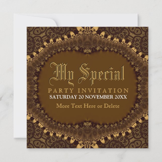 Vintage Medieval Gold Gothic Party Invitation (Front)