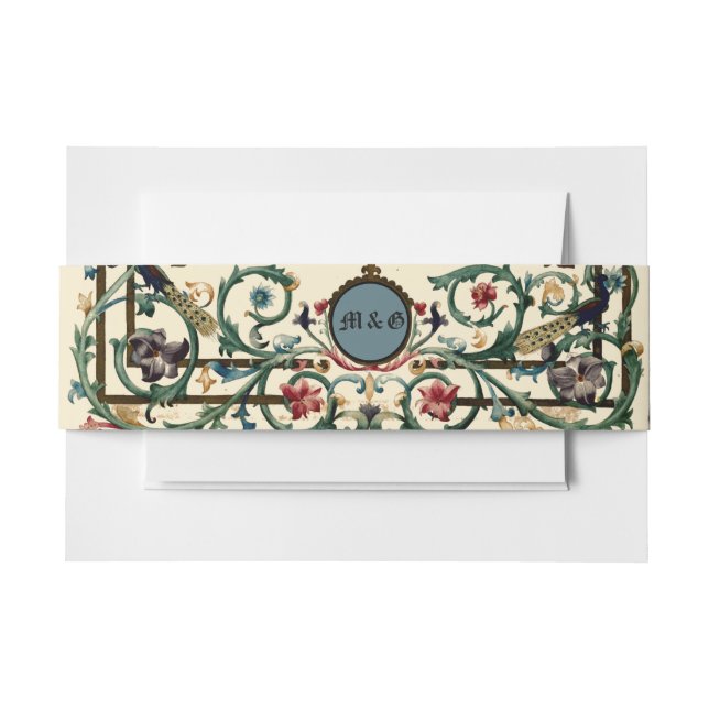 Vintage "Medieval" Illuminated Wedding Invitation Belly Band (Front Example)