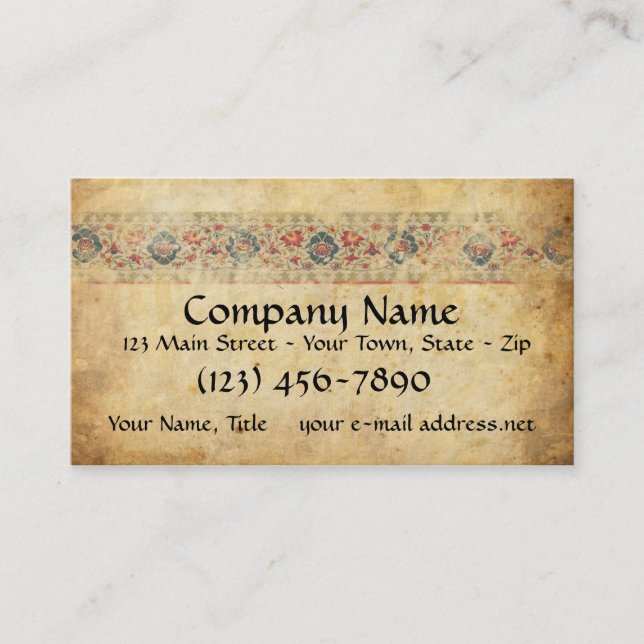 Vintage Medieval Manuscript Banner Business Card (Front)