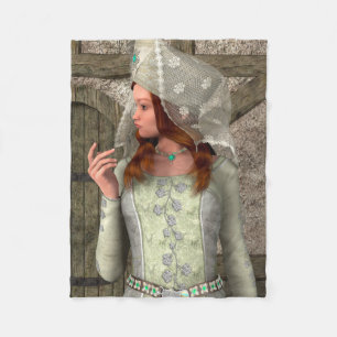 Vintage Medieval Princess Renaissance Art Fleece Blanket