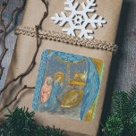 Vintage Medieval Religious Christmas Nativity Square Sticker<br><div class="desc">Vintage Christmas image extracted from a 14th century catholic medieval illuminated manuscript. It represents a classical traditional Nativity Scene featuring the Holy Family with the Blessed Virgin Mary, Saint Joseph and the Infant Jesus Christ in the manger in Bethlehem. Great religious christian christmas sticker for your holiday card's enveloppes or...</div>