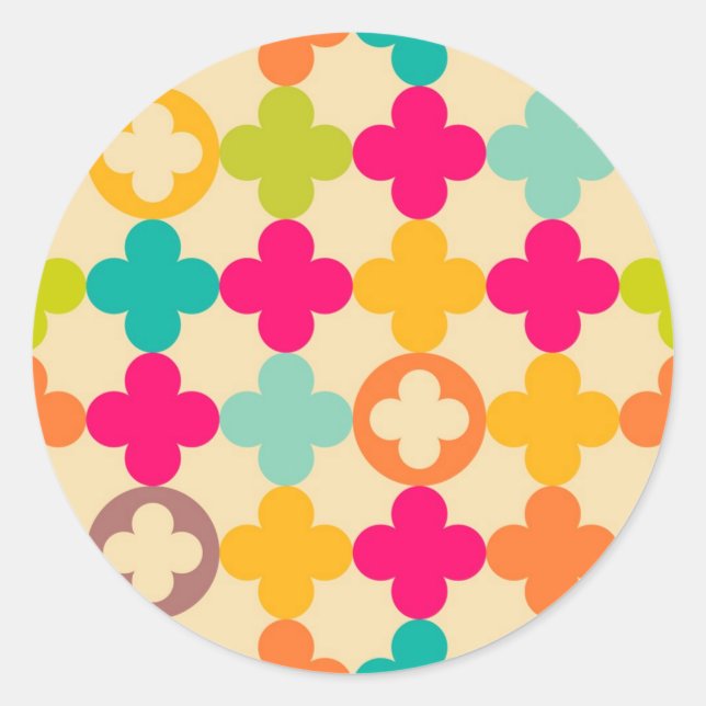 Vintage medieval rosette pattern classic round sticker (Front)