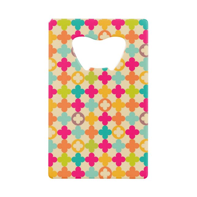 Vintage medieval rosette pattern credit card bottle opener (Front)