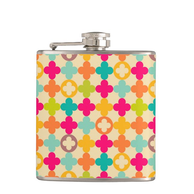 Vintage medieval rosette pattern hip flask (Front)