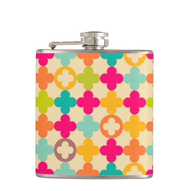 Vintage medieval rosette pattern hip flask (Front)