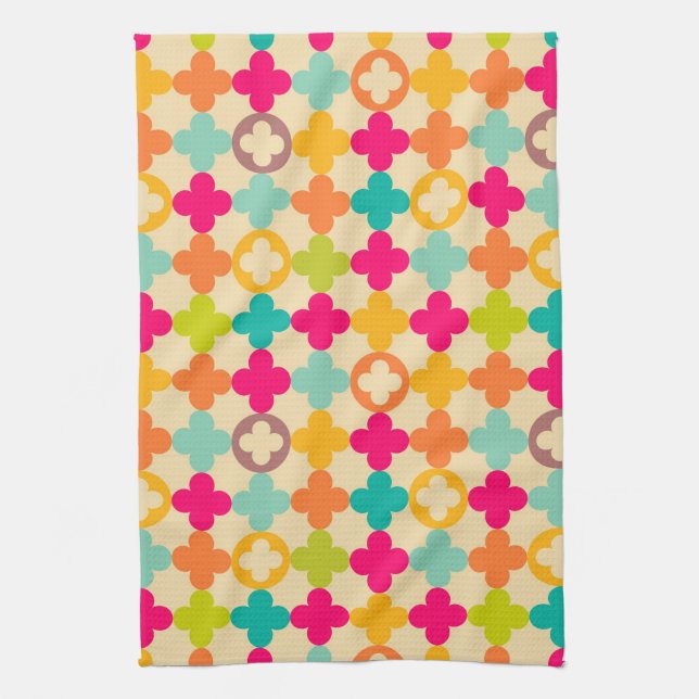 Vintage medieval rosette pattern kitchen towel (Vertical)