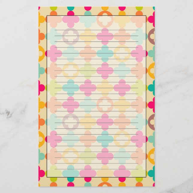 Vintage medieval rosette pattern stationery (Front)