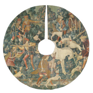 Vintage Medieval Unicorn Defends Himself Art Brushed Polyester Tree Skirt