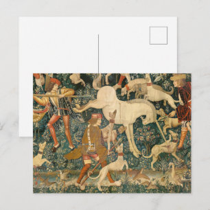Vintage Medieval Unicorn Defends Himself Art Postcard