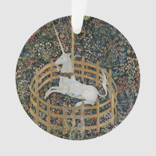 Vintage Medieval Unicorn in Captivity Art Ornament