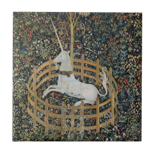 Vintage Medieval Unicorn in Captivity Art Tile