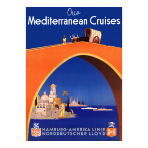 Vintage Mediterranean Cruises Travel Poster