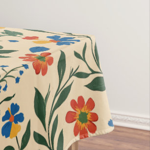 Vintage Mediterranean Floral Seamless Pattern Tablecloth