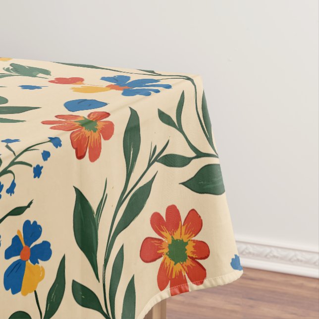 Vintage Mediterranean Floral Seamless Pattern Tablecloth (In Situ)