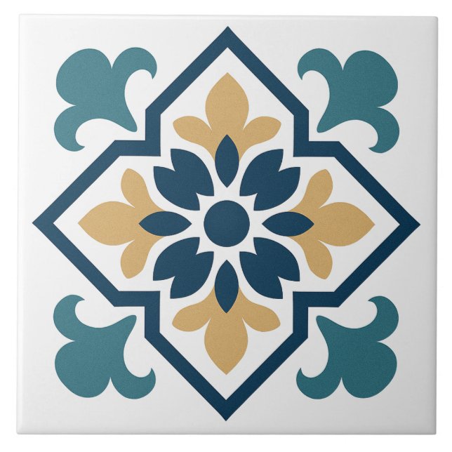 Vintage Mediterranean Floral Tile (Front)