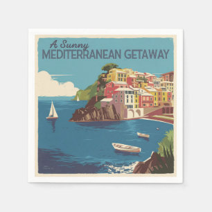 Vintage Mediterranean Getaway Travel Design Napkin